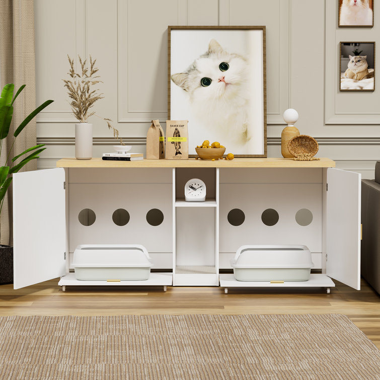 Tucker Murphy Pet Hidden Cat Litter Box Enclosure Furniture For 2